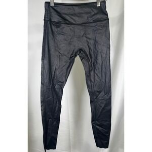 Curves N Combatboots Faux Leather Leggings Black Shimmer High Waist Athletic XS